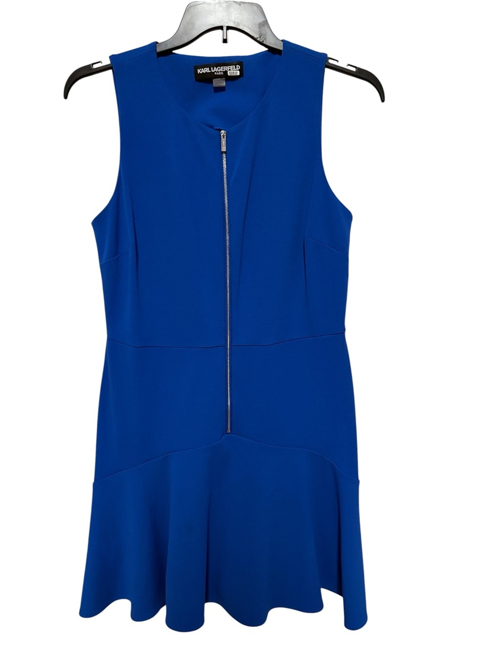 Karl Lagerfeld Sleeveless Blue Zip-Front Dress